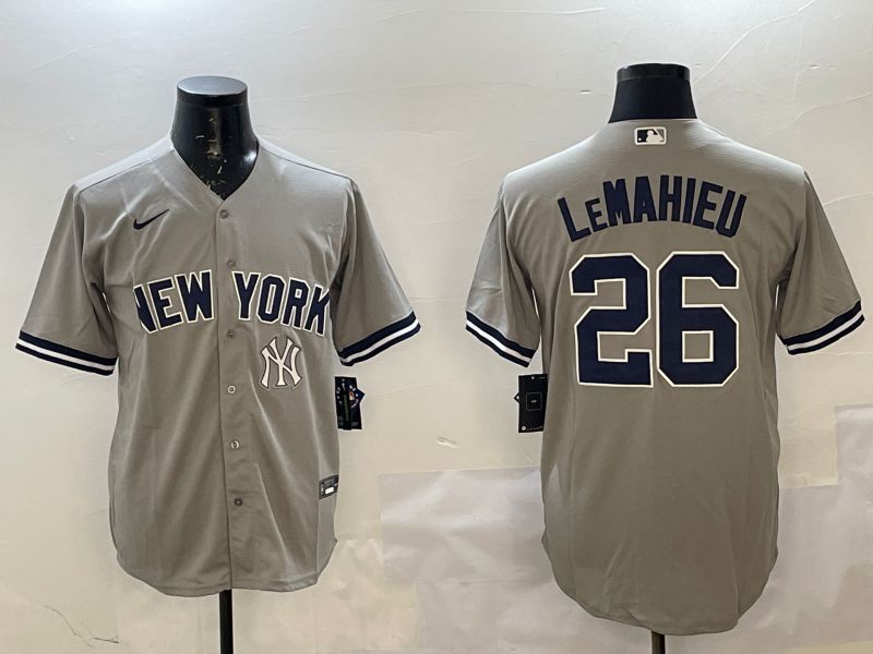 Men New York Yankees #26 Lemahieu Grey Game 2025 Nike MLB Jersey style 4